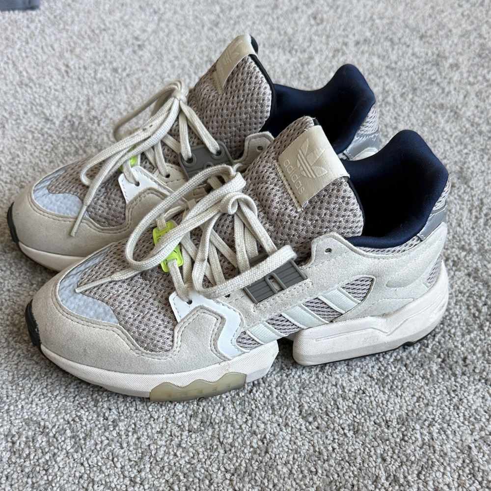 adidas Beige and Navy Athletic Sneakers
